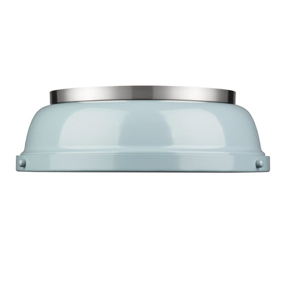 Yep by Golden Lighting Duncan 2-light Flush Mount in Pewter and Seafoam shade - - Golden Lighting