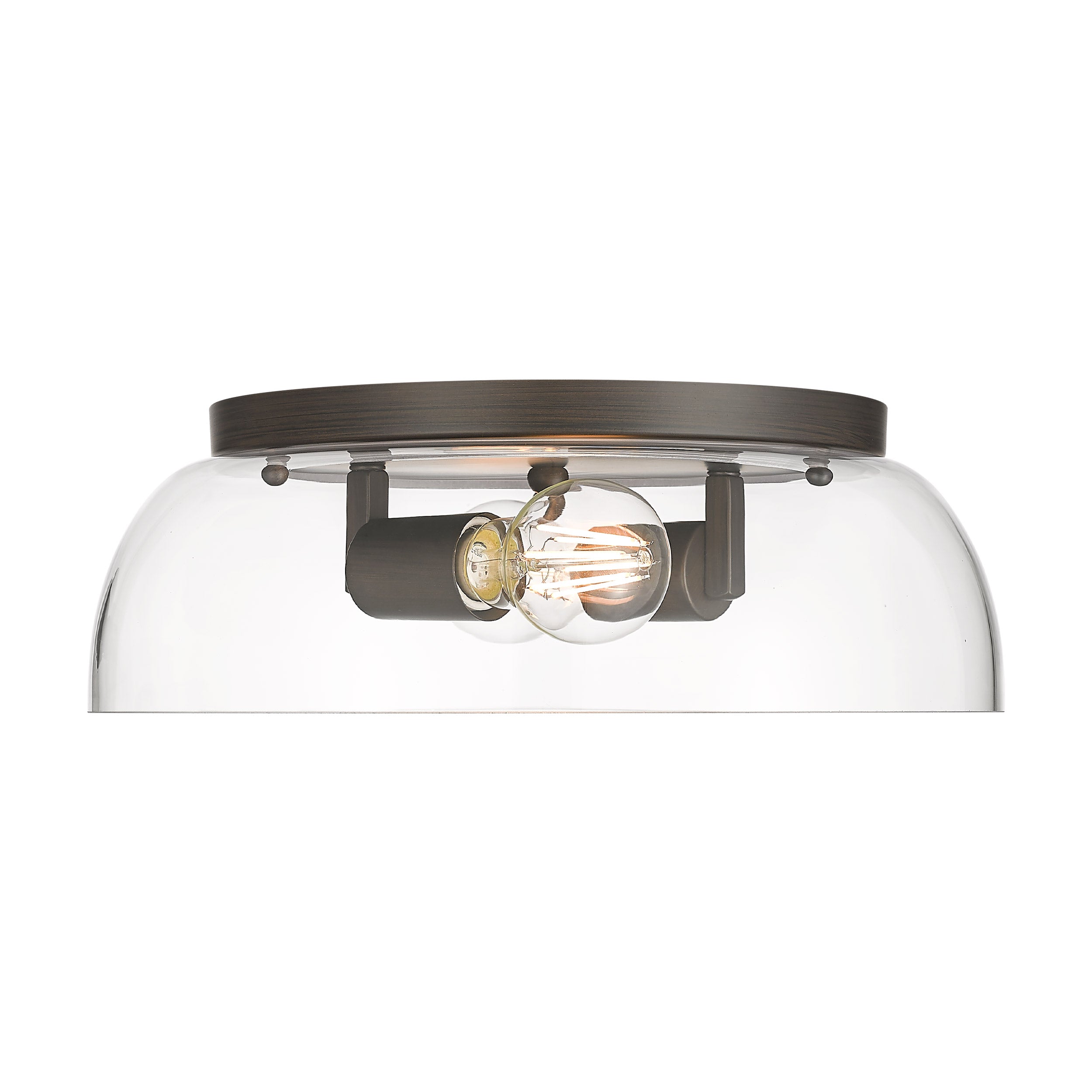 Yep by Golden Lighting Duncan 2-light Flush Mount in Rubbed Bronze and Clear Glass - - Golden Lighting