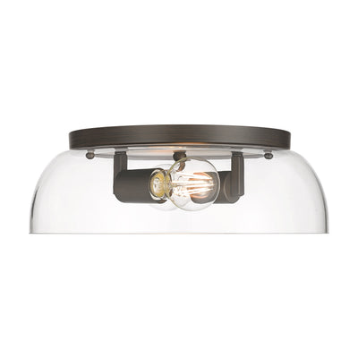 Yep by Golden Lighting Duncan 2-light Flush Mount in Rubbed Bronze and Clear Glass - - Golden Lighting