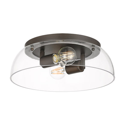 Yep by Golden Lighting Duncan 2-light Flush Mount in Rubbed Bronze and Clear Glass - - Golden Lighting