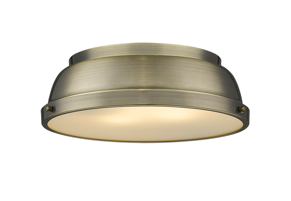 Yep by Golden Lighting Duncan 2-light Flush Mount in Aged Brass - - Golden Lighting