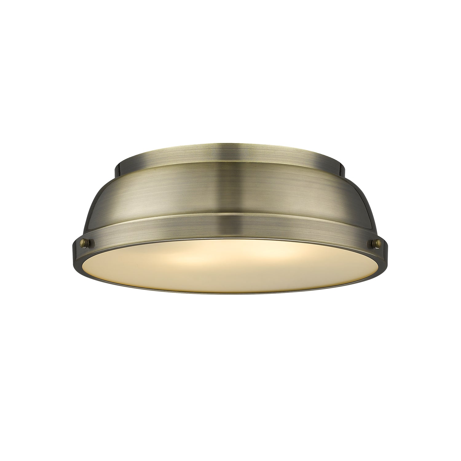 Duncan 14" Flush Mount in Aged Brass with an Aged Brass Shade - - Golden Lighting