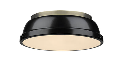 Yep by Golden Lighting Duncan 2-light Flush Mount in Aged Brass and Black shade - Default Title - Golden Lighting