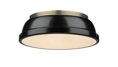 Yep by Golden Lighting Duncan 2-light Flush Mount in Aged Brass and Black shade - - Golden Lighting