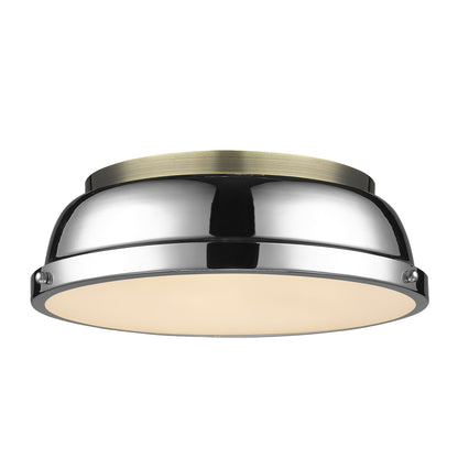 Duncan 3-Light Semi-Flush - Track Light in Chrome with Clear Glass - - Golden Lighting