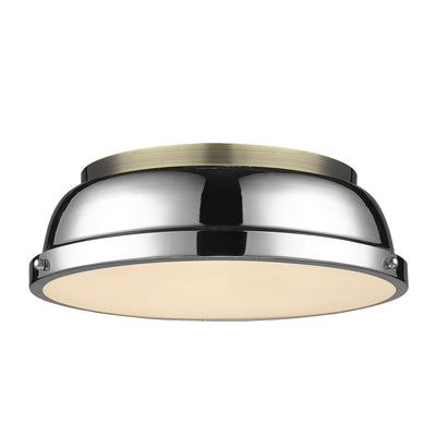Yep by Golden Lighting Duncan 2-light Flush Mount in Aged Brass and Chrome shade - Default Title - Golden Lighting