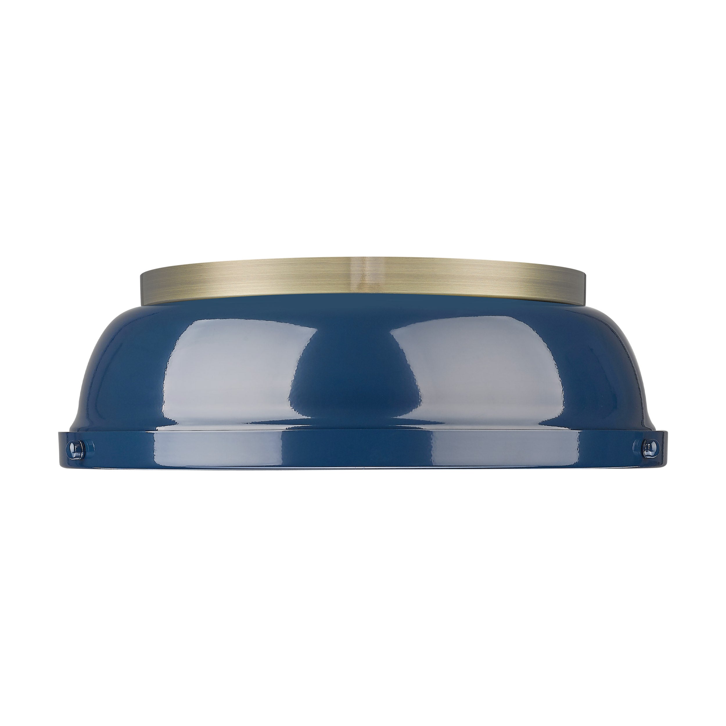 Duncan 14" Flush Mount in Aged Brass with Matte Navy - - Golden Lighting