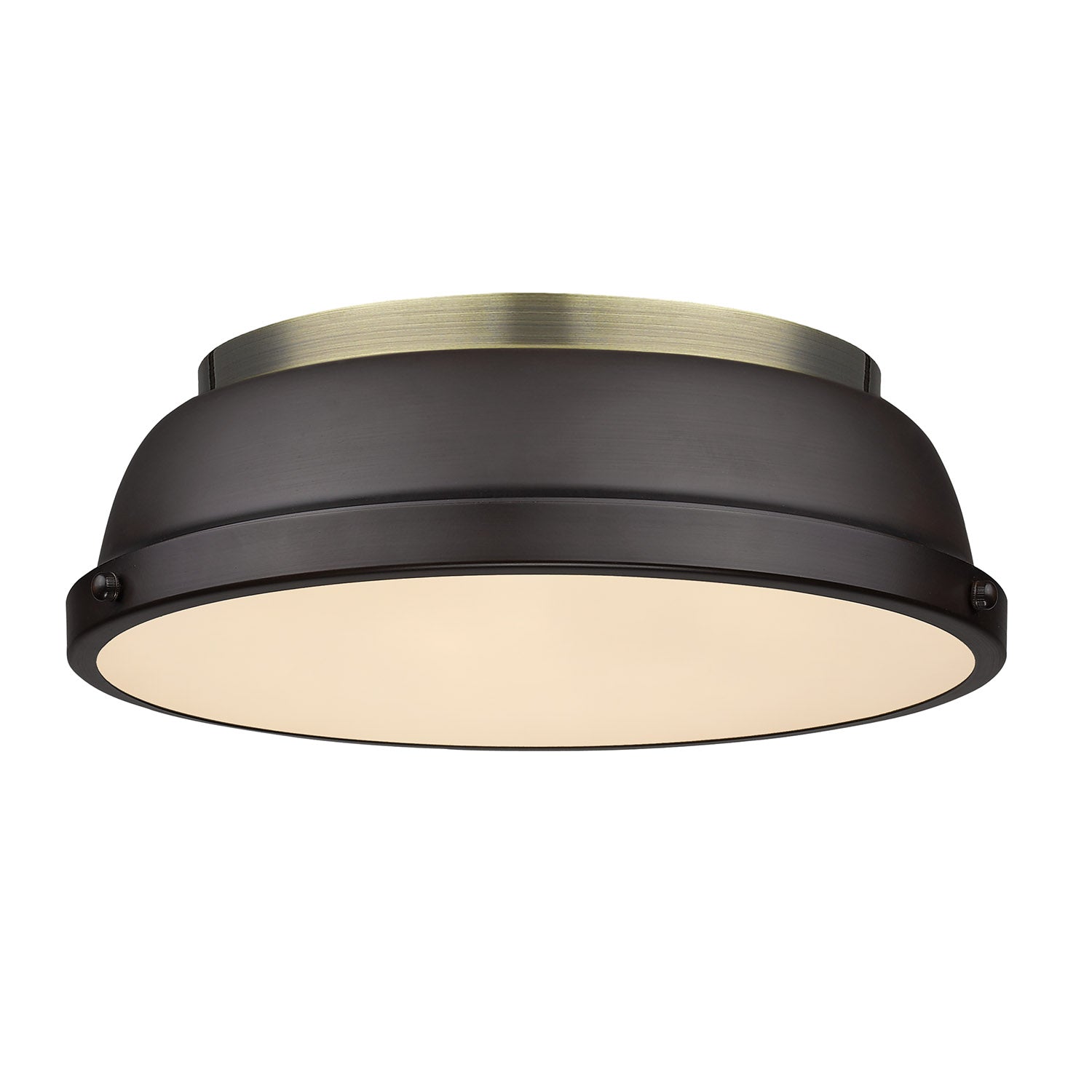 Yep by Golden Lighting Duncan 2-light Flush Mount in Aged Brass and Rubbed Bronze shade - - Golden Lighting