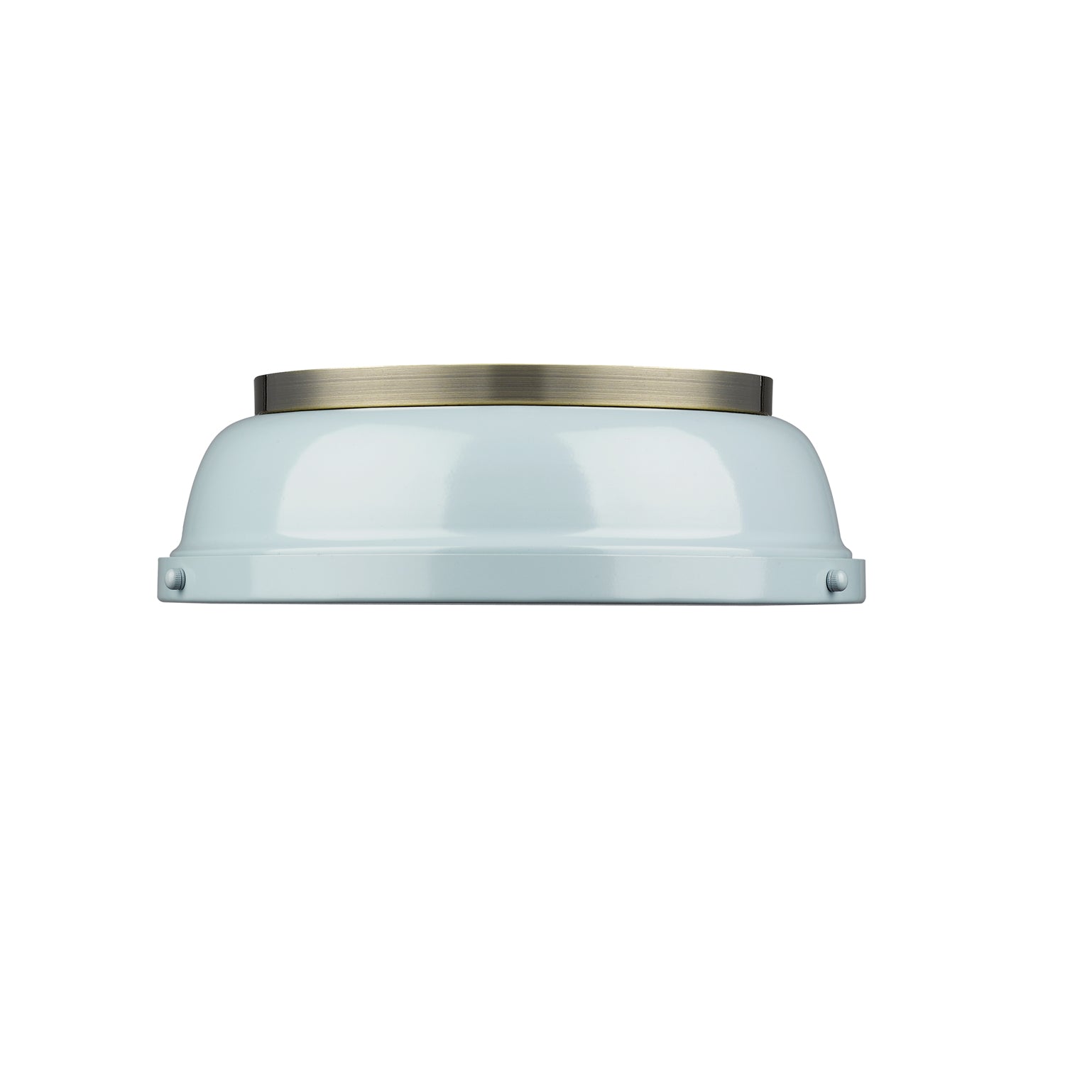 Duncan 14" Flush Mount in Aged Brass with a Seafoam Shade - Default Title - Golden Lighting
