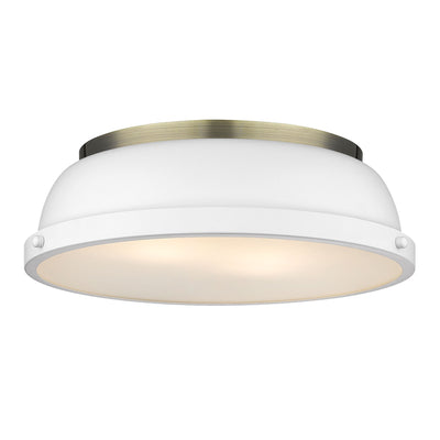 Yep by Golden Lighting Duncan 2-light Flush Mount in Aged Brass and Matte White shade - Default Title - Golden Lighting
