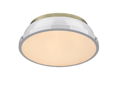 Yep by Golden Lighting Duncan 2-light Flush Mount in Aged Brass and White shade - - Golden Lighting
