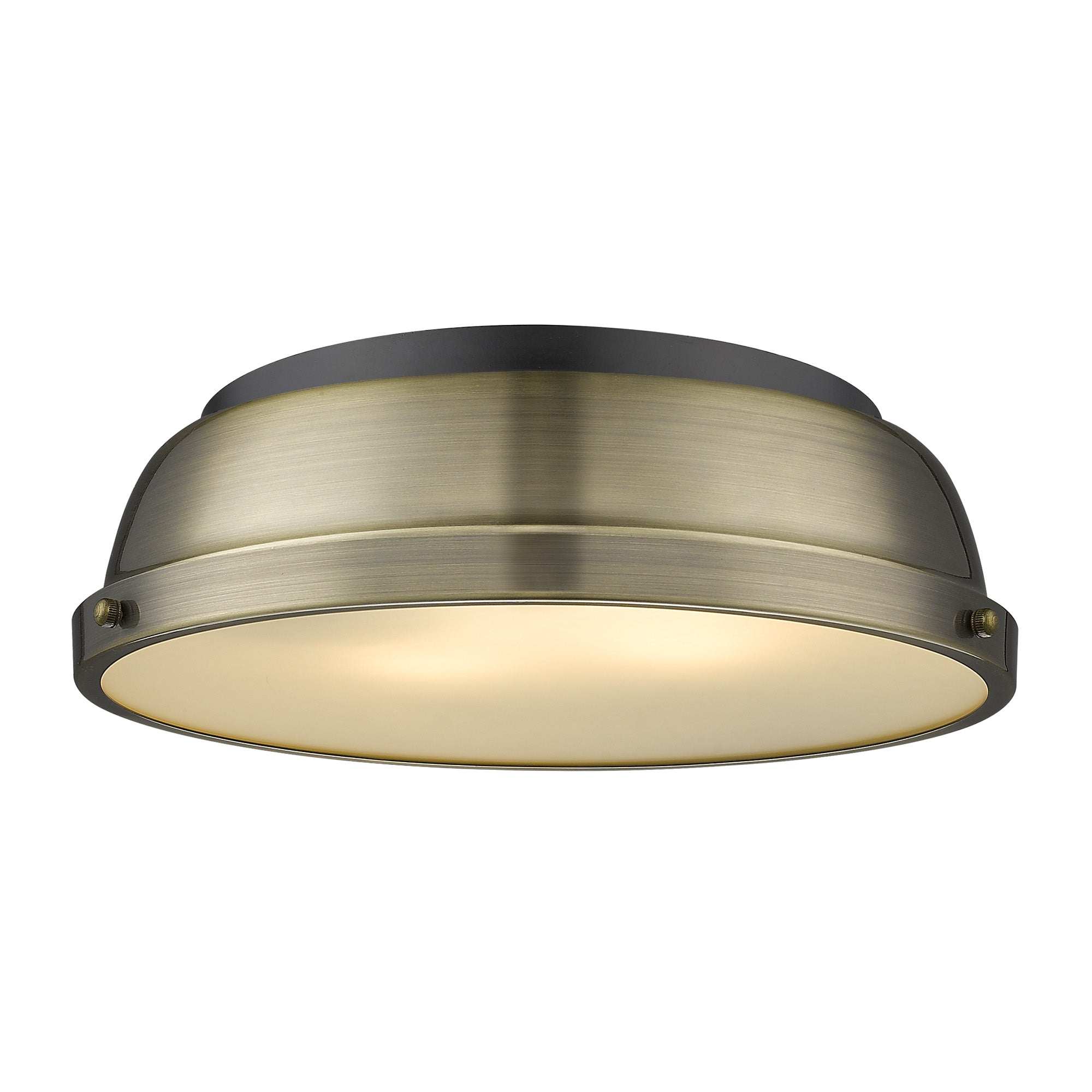 Duncan 14" Flush Mount in Matte Black with Aged Brass - - Golden Lighting