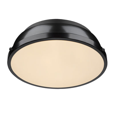 Yep by Golden Lighting Duncan 2-light Flush Mount in Matte Black and Black shade - - Golden Lighting