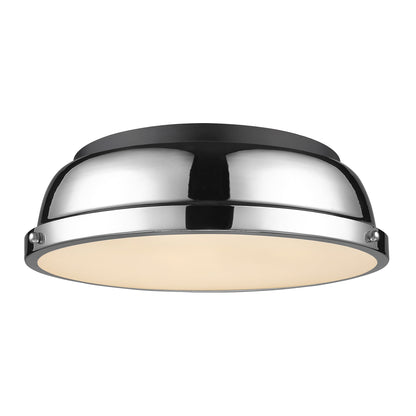 Yep by Golden Lighting Duncan 2-light Flush Mount in Matte Black and Chrome shade - - Golden Lighting