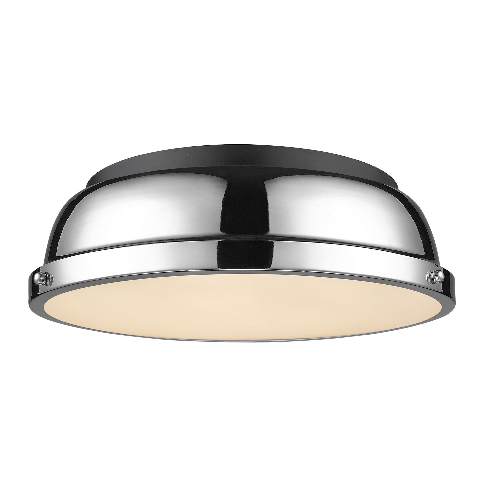 Duncan 14" Flush Mount in Matte Black with Chrome - - Golden Lighting