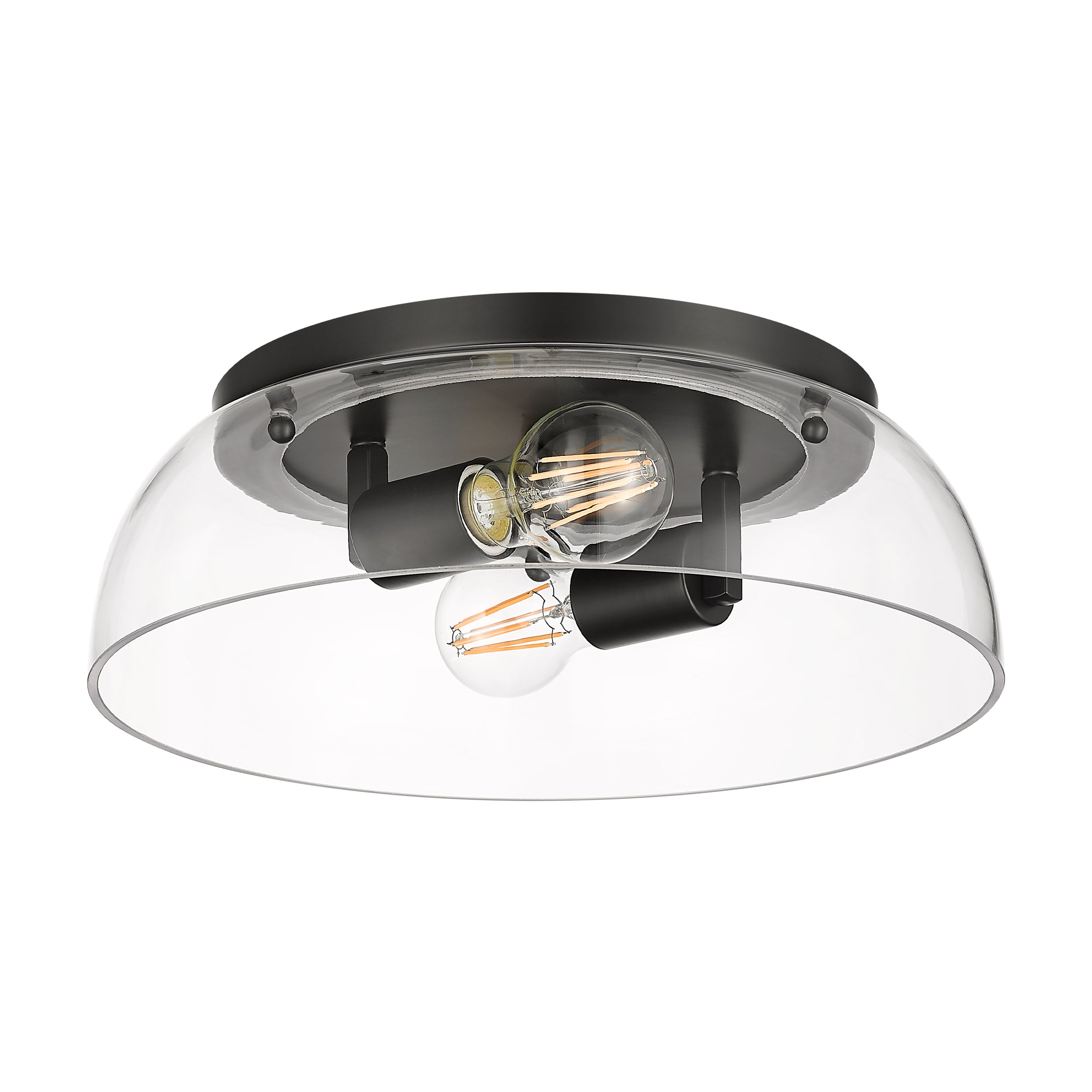 Duncan 14" Flush Mount in Matte Black with Clear Glass - Matte Black / Clear Glass / Clear - Golden Lighting