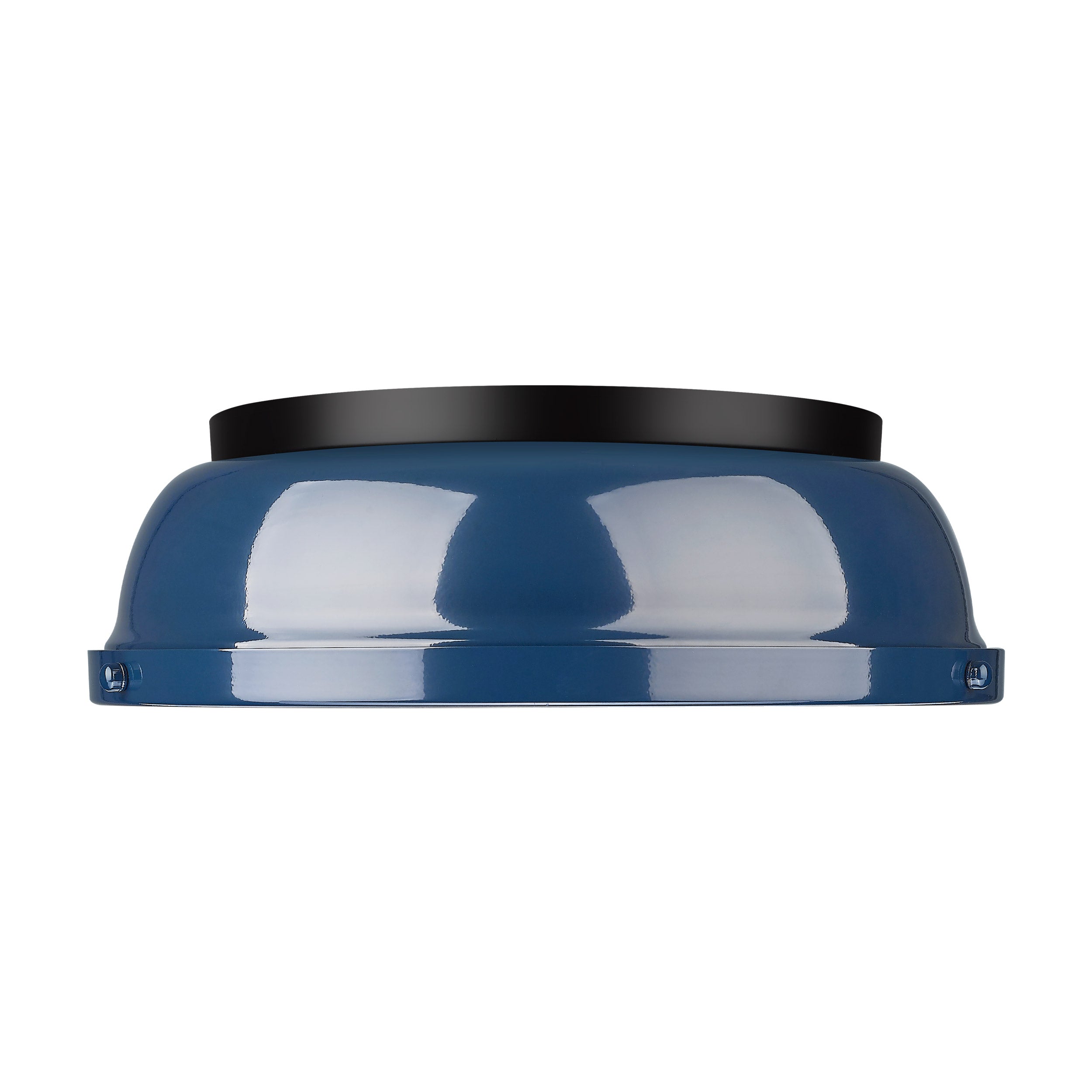 Duncan 14" Flush Mount in Matte Black with Matte Navy - - Golden Lighting