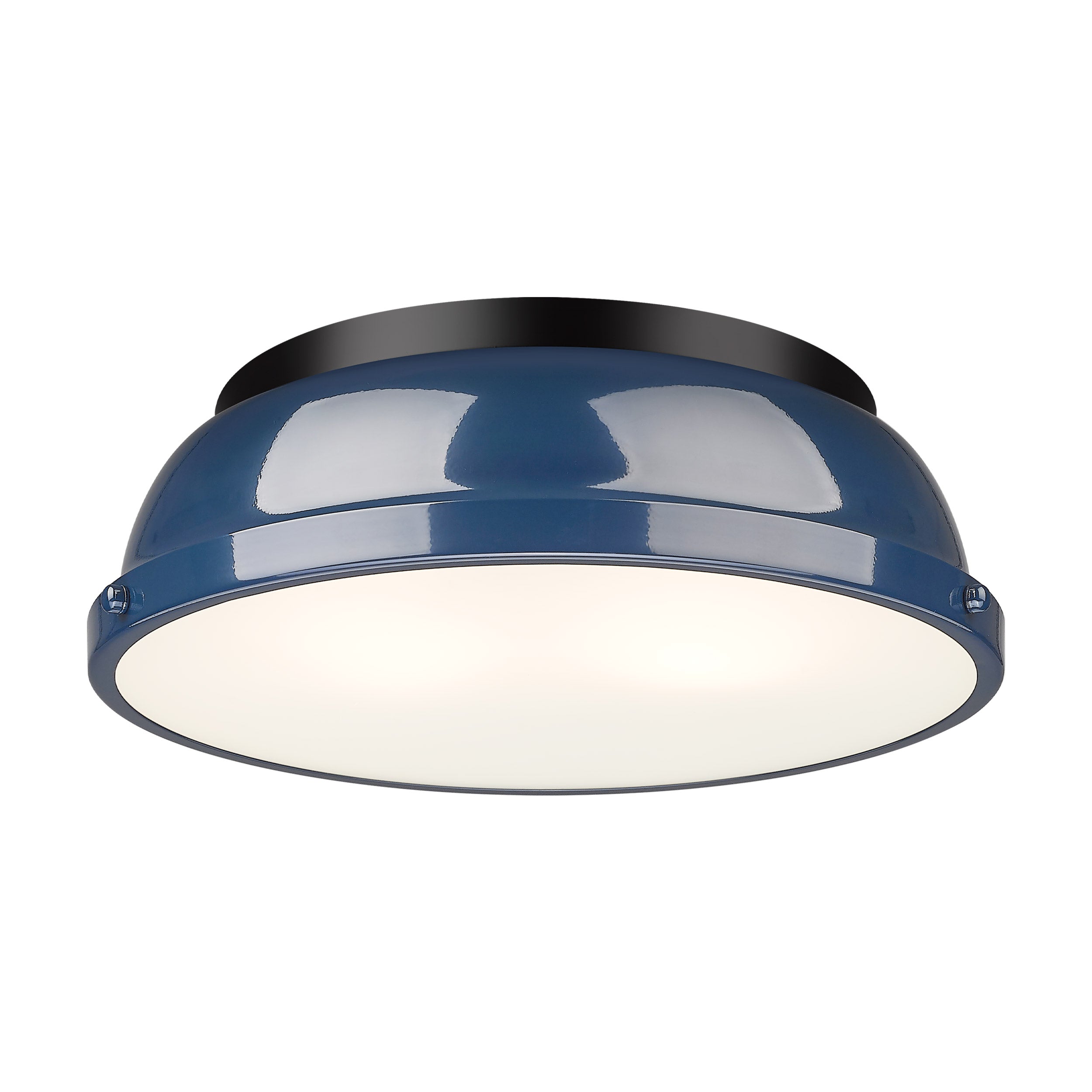 Yep by Golden Lighting Duncan 2-light Flush Mount in Matte Black and Navy Blue shade - - Golden Lighting