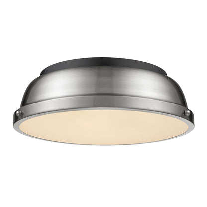 Yep by Golden Lighting Duncan 2-light Flush Mount in Matte Black and Pewter shade - - Golden Lighting