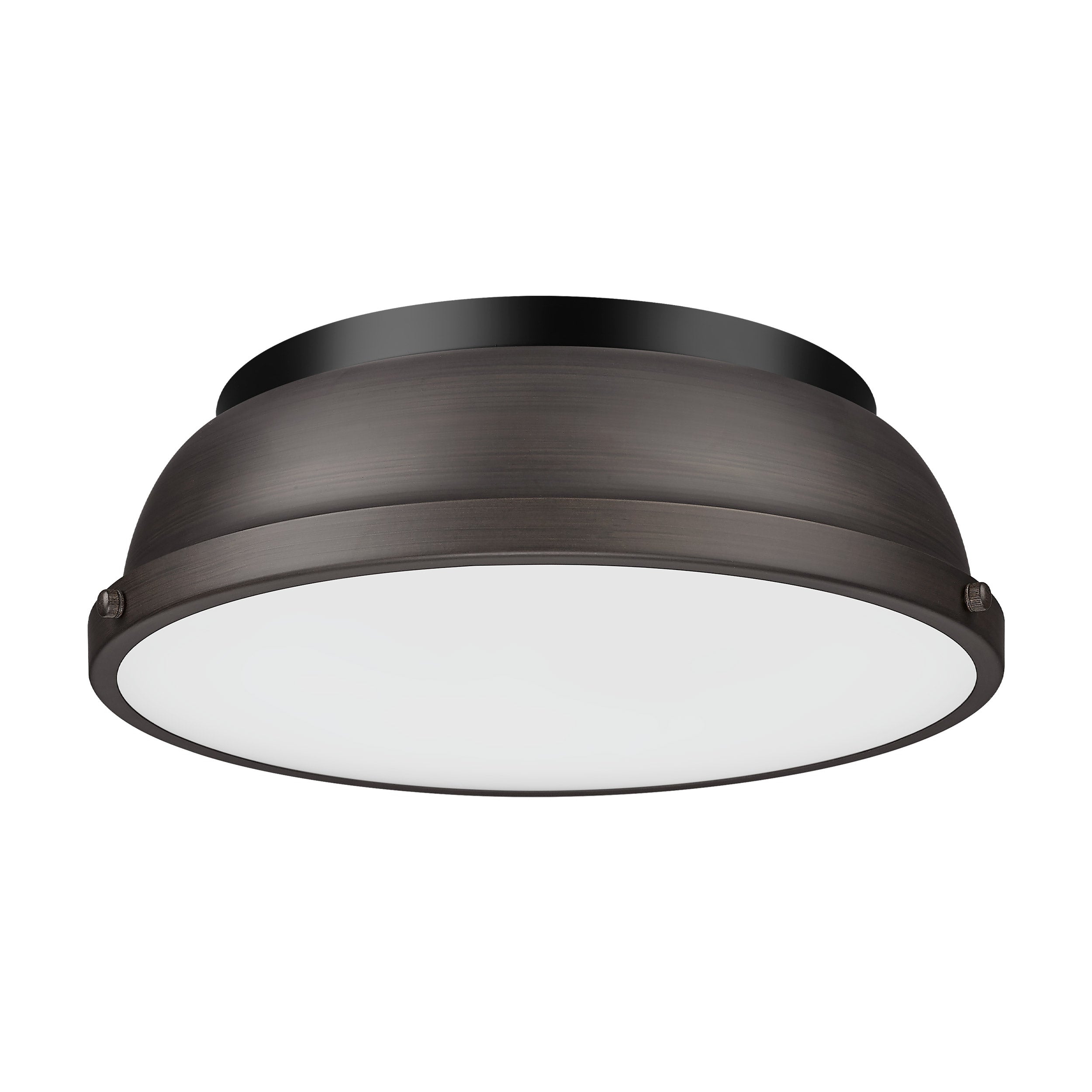 Duncan 14" Flush Mount in Matte Black with Rubbed Bronze - - Golden Lighting