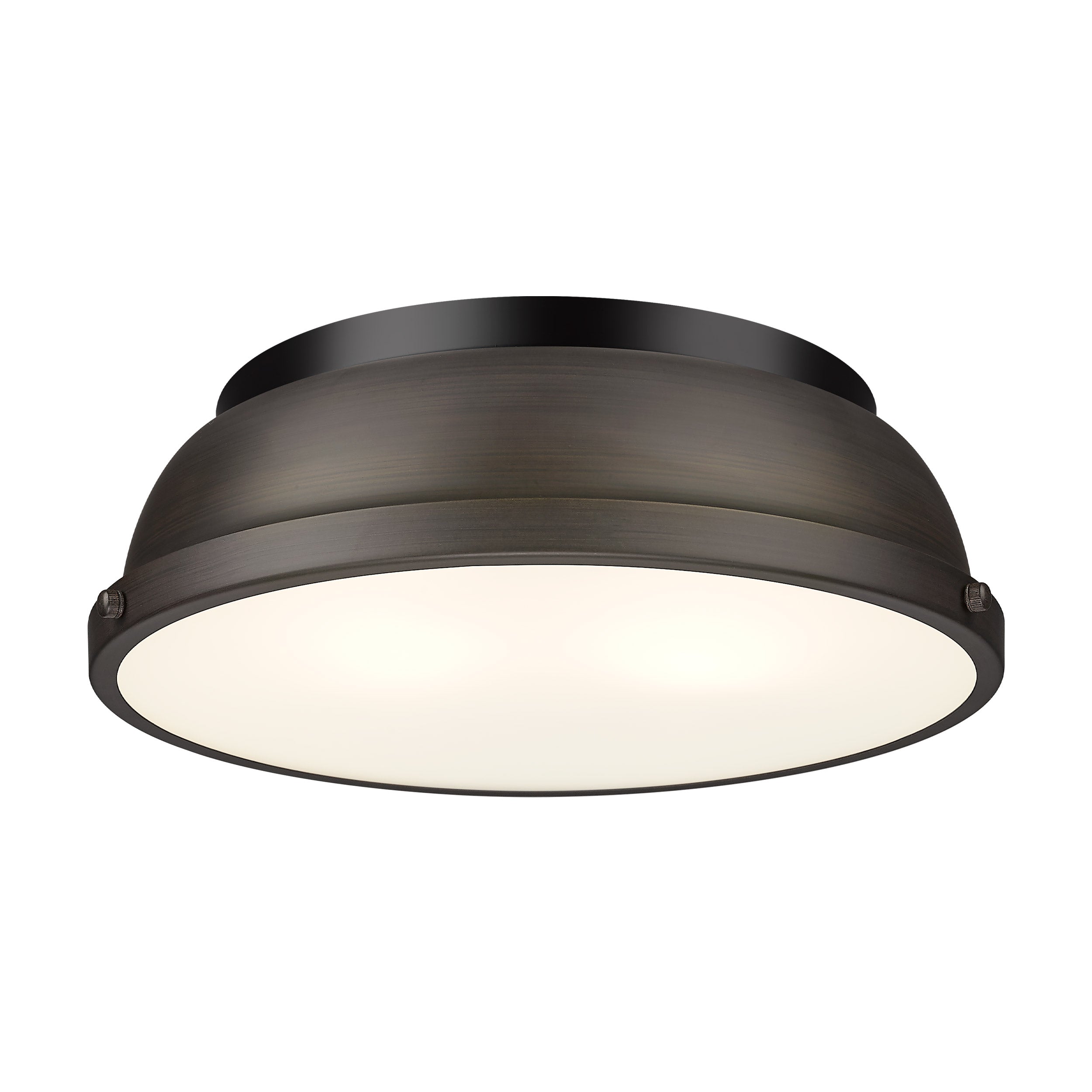 Yep by Golden Lighting Duncan 2-light Flush Mount in Matte Black and Rubbed Bronze shade - - Golden Lighting