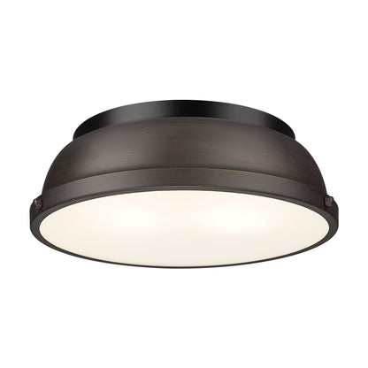 Yep by Golden Lighting Duncan 2-light Flush Mount in Matte Black and Rubbed Bronze shade - - Golden Lighting