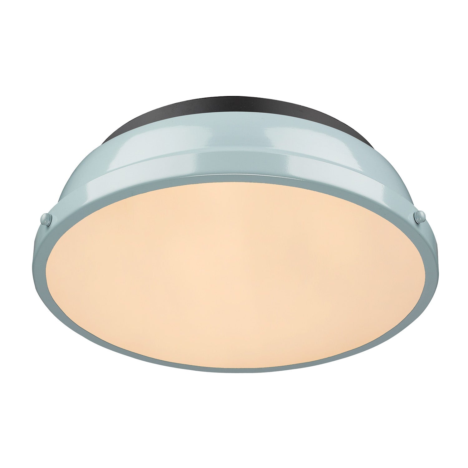 Yep by Golden Lighting Duncan 2-light Flush Mount in Matte Black and Seafoam shade - - Golden Lighting