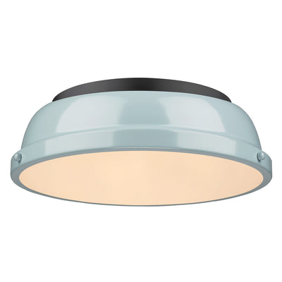Yep by Golden Lighting Duncan 2-light Flush Mount in Matte Black and Seafoam shade - Default Title - Golden Lighting