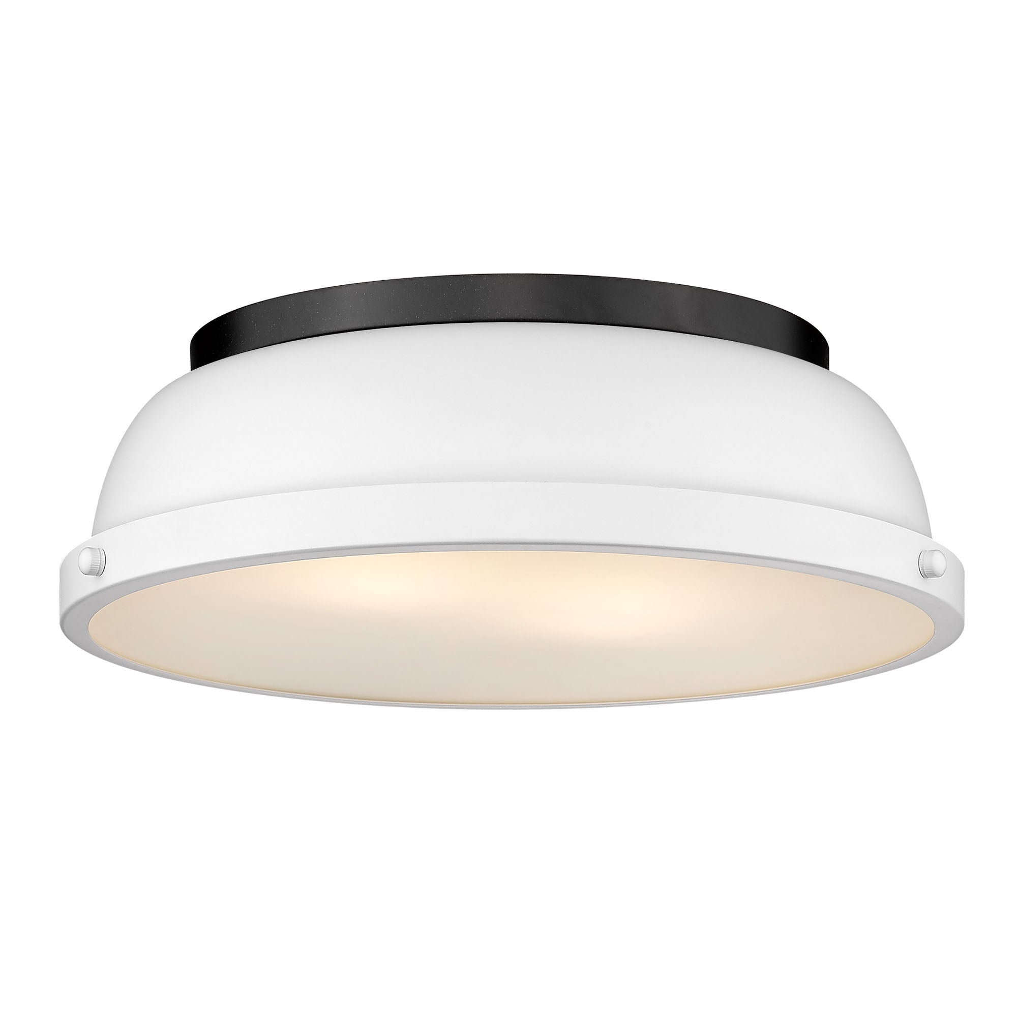 Duncan 14" Flush Mount in Matte Black with a Matte White Shade - - Golden Lighting