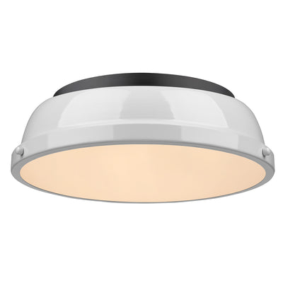 Yep by Golden Lighting Duncan 2-light Flush Mount in Matte Black and White shade - Default Title - Golden Lighting