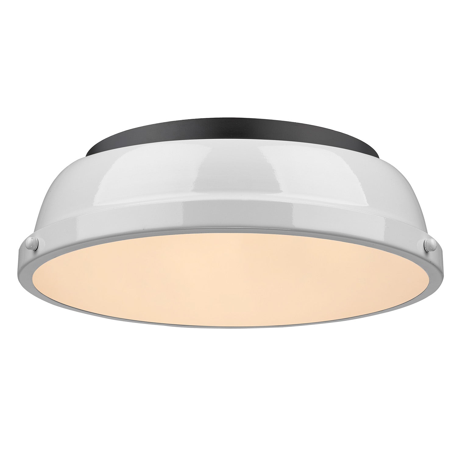 Duncan 14" Flush Mount in Matte Black with a White Shade - - Golden Lighting