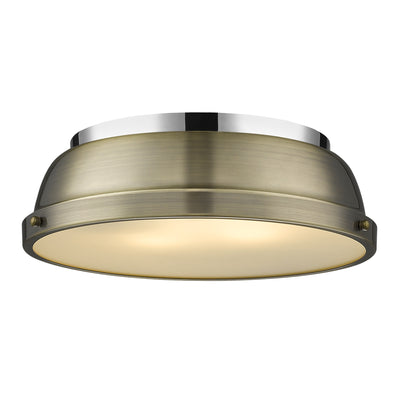 Yep by Golden Lighting Duncan 2-light Flush Mount in Chrome and Aged Brass shade - Default Title - Golden Lighting