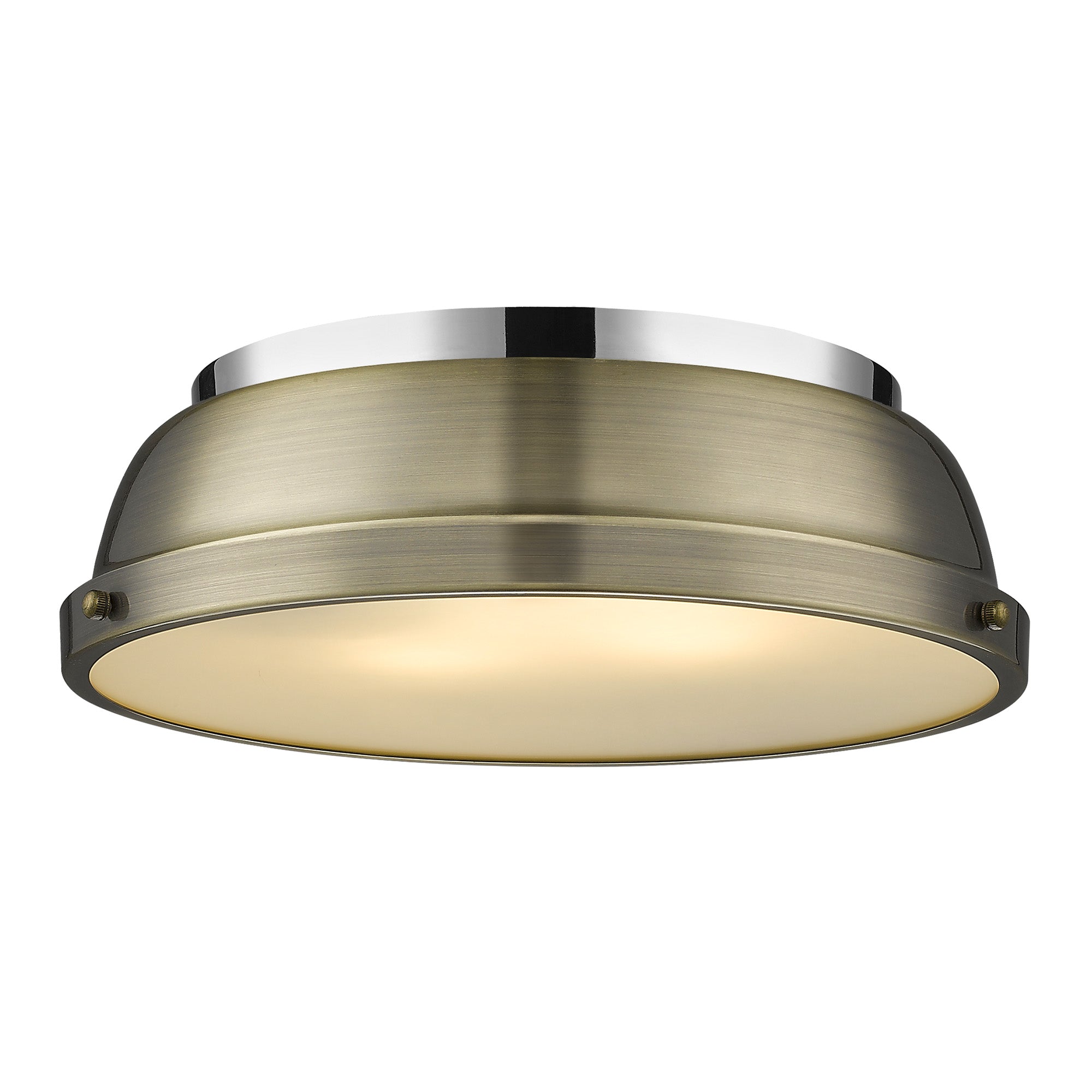 Duncan 14" Flush Mount in Chrome with Aged Brass - - Golden Lighting