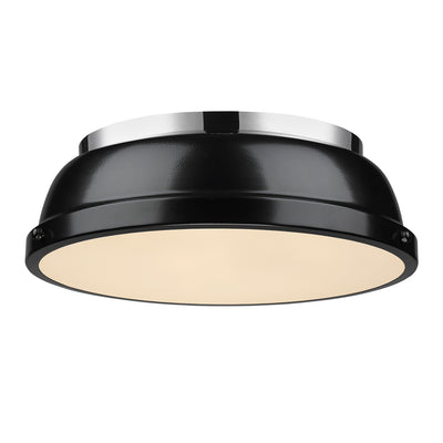 Yep by Golden Lighting Duncan 2-light Flush Mount in Chrome and Black shade - Default Title - Golden Lighting