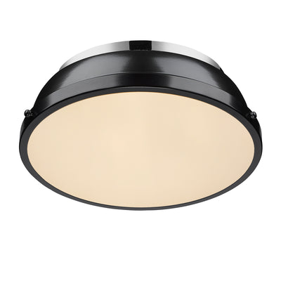 Yep by Golden Lighting Duncan 2-light Flush Mount in Chrome and Black shade - - Golden Lighting