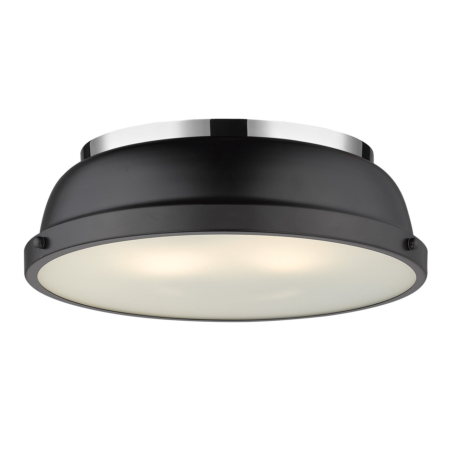 Yep by Golden Lighting Duncan 2-light Flush Mount in Chrome and Matte Black shade - - Golden Lighting