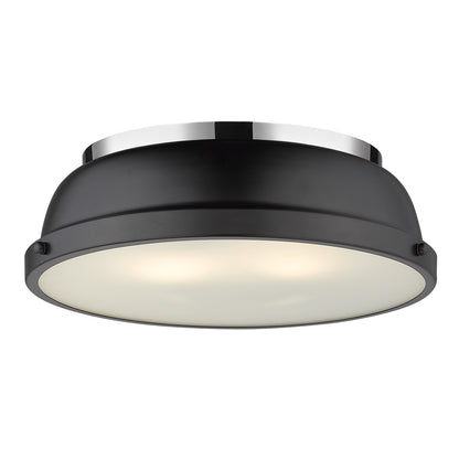 Yep by Golden Lighting Duncan 2-light Flush Mount in Chrome and Matte Black shade - - Golden Lighting