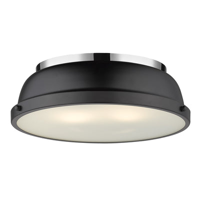 Yep by Golden Lighting Duncan 2-light Flush Mount in Chrome and Matte Black shade - Default Title - Golden Lighting