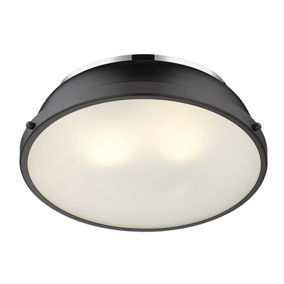 Yep by Golden Lighting Duncan 2-light Flush Mount in Chrome and Matte Black shade - - Golden Lighting
