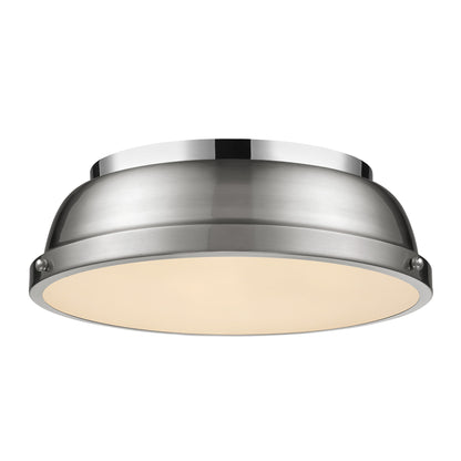 Yep by Golden Lighting Duncan 2-light Flush Mount in Chrome and Pewter shade - - Golden Lighting