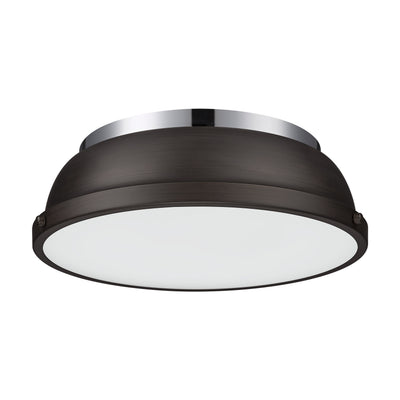 Yep by Golden Lighting Duncan 2-light Flush Mount in Chrome and Rubbed Bronze shade - - Golden Lighting