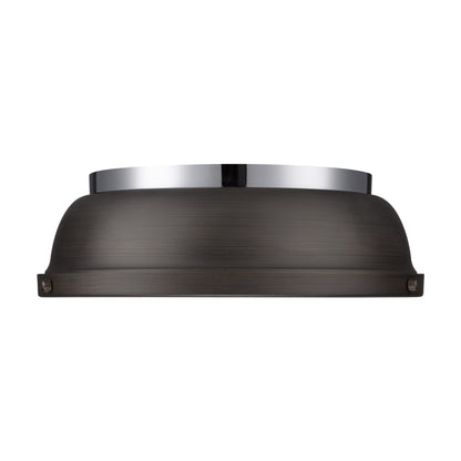 Duncan 3-Light Bath Vanity in Chrome with Rubbed Bronze - - Golden Lighting