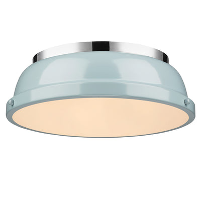 Yep by Golden Lighting Duncan 2-light Flush Mount in Chrome and Seafoam shade - Default Title - Golden Lighting