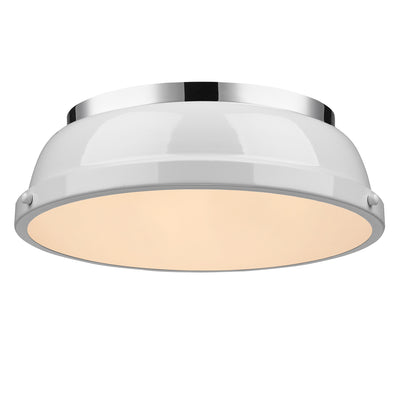 Yep by Golden Lighting Duncan 2-light Flush Mount in Chrome and White shade - Default Title - Golden Lighting