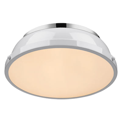 Yep by Golden Lighting Duncan 2-light Flush Mount in Chrome and White shade - - Golden Lighting