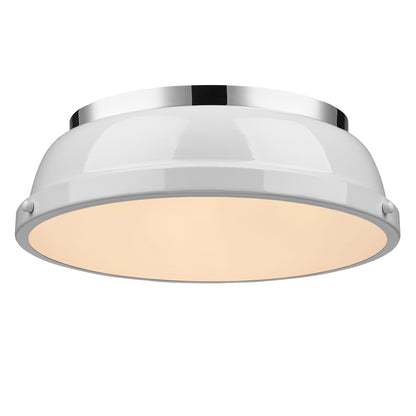 Yep by Golden Lighting Duncan 2-light Flush Mount in Chrome and White shade - - Golden Lighting