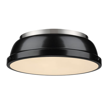 Yep by Golden Lighting Duncan 2-light Flush Mount in Pewter and Black shade - - Golden Lighting