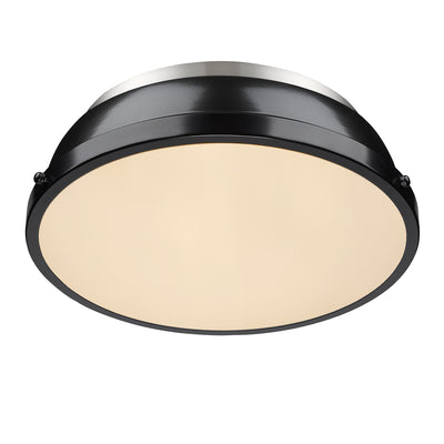 Yep by Golden Lighting Duncan 2-light Flush Mount in Pewter and Black shade - - Golden Lighting