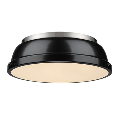 Yep by Golden Lighting Duncan 2-light Flush Mount in Pewter and Black shade - Default Title - Golden Lighting