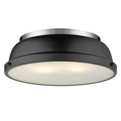 Yep by Golden Lighting Duncan 2-light Flush Mount in Pewter and Matte Black shade - Default Title - Golden Lighting